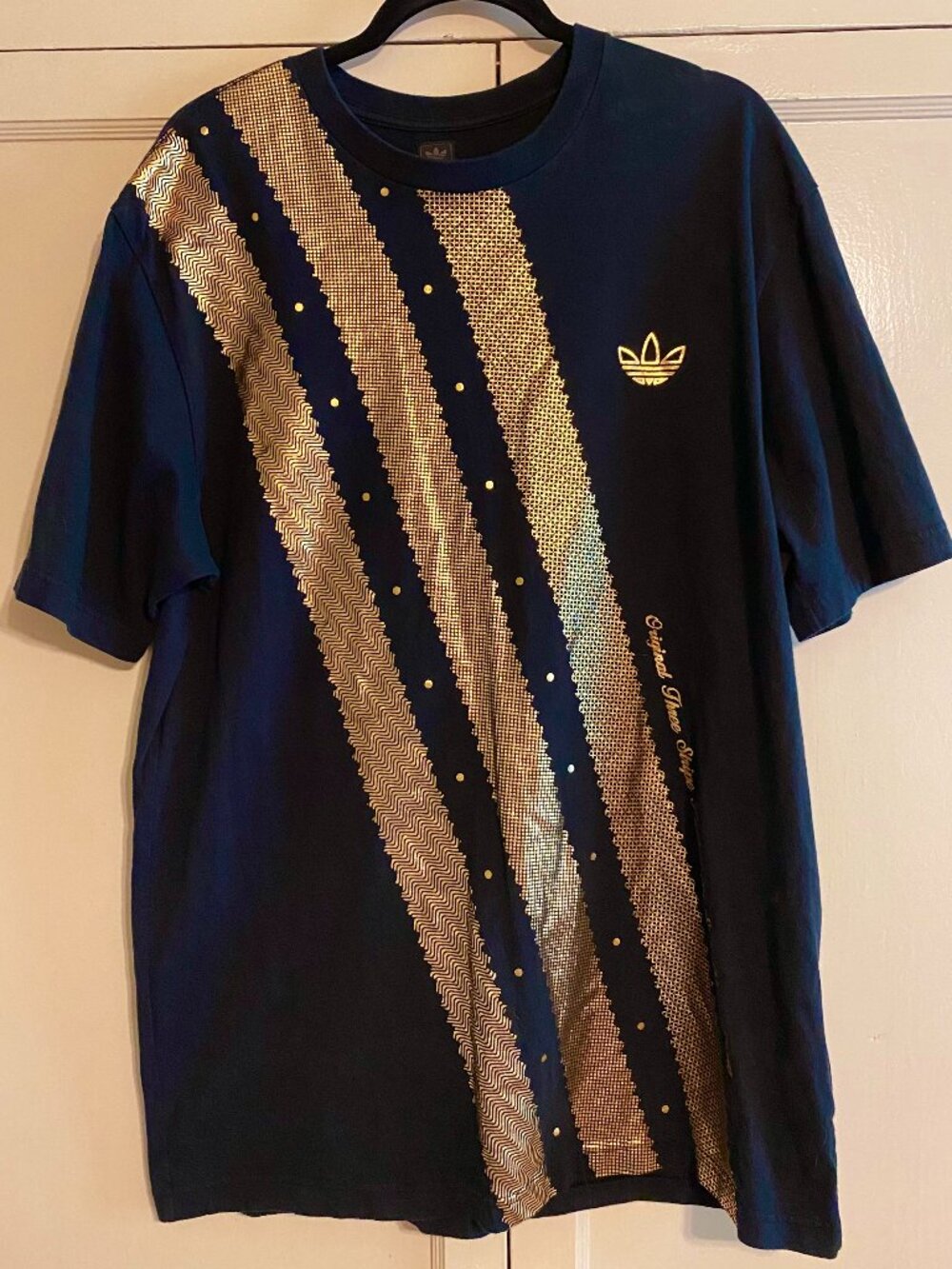 ADIDAS Limited Edition 60th Anniversary Gold Logo Graphic Black T-Shirt Size XL